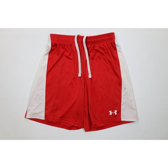 Under Armour Mens Medium Loose Color Block Gym Training Basketball Shorts Red - Picture 1 of 12